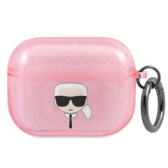 Karl Lagerfeld Karl's Head Silicone Glitter Case Apple AirPods Pro - Rose
