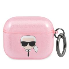 Karl Lagerfeld Karl's Head Silicone Glitter Case Apple AirPods 3 (2021) - Rose