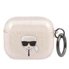 Karl Lagerfeld Karl's Head Silicone Glitter Case Apple AirPods 3 (2021) - Dorée
