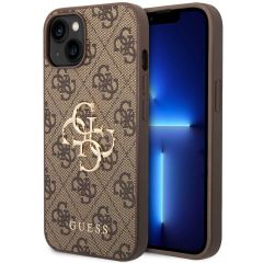 Guess Coque 4G Metal Logo Backcover iPhone 15 - Brun