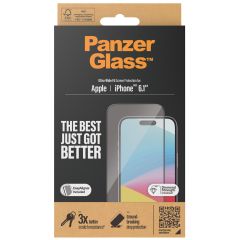 PanzerGlass Protection d'écran Ultra-Wide Fit Anti-bactérienne avec applicateur iPhone 15