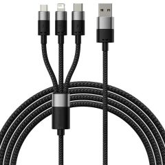 Baseus StarSpeed ​​​​Series câble de charge rapide 3-en-1 - USB-A vers USB-C / Lightning / Micro-USB - 1,2 mètres - Noir