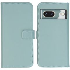 Selencia Étui de téléphone portefeuille en cuir véritable Google Pixel 7 - Air Blue