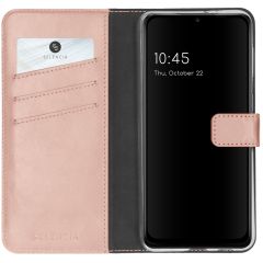 Selencia Étui de téléphone en cuir véritable Galaxy A22 (5G) - Rose