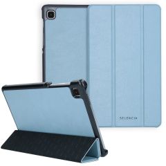 Selencia Coque en cuir vegan Trifold Book Galaxy Tab A7 Lite - Bleu