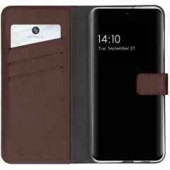 Selencia Étui de téléphone portefeuille en cuir véritable Galaxy S21 FE - Brun