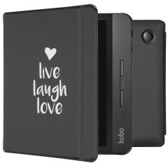 iMoshion ﻿Coque à rabat design Slim Hard Kobo Libra H2O - Live Laugh Love