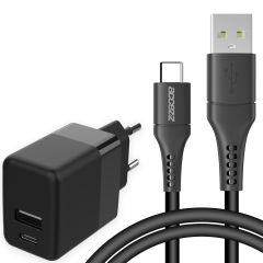 Accezz Chargeur Mural 20W + Câble USB-C vers USB - 1 mètre - Noir