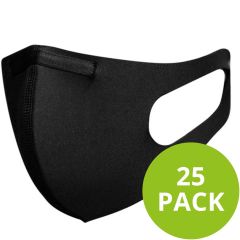 Blackspade 25 pack - Masque lavable unisexe adulte - Coton réutilisable et extensible - Noir