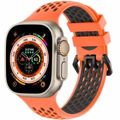 iMoshion ﻿Boucle de bracelet de sport en silicone Apple Watch Series 1-8 / SE / Ultra - 42/44/45/49 mm - Orange / Noir