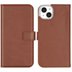 Selencia Étui de téléphone portefeuille en cuir véritable iPhone 14 Max - Brun clair