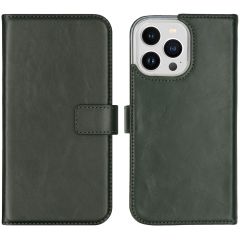Selencia Étui de téléphone portefeuille en cuir véritable iPhone 14 Pro Max - Vert