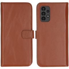 Selencia Étui de téléphone portefeuille en cuir véritable Samsung Galaxy A13 (4G) - Brun clair
