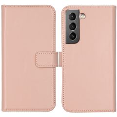 Selencia Étui de téléphone portefeuille en cuir véritable Samsung Galaxy S22 - Dusty Pink