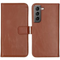 Selencia Étui de téléphone portefeuille en cuir véritable Samsung Galaxy S22 - Brun clair