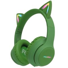 iMoshion Casque pour enfants Bluetooth LED oreilles de chat - Casque sans fil + Câble AUX - Vert