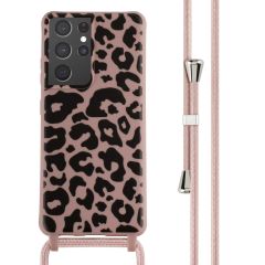 iMoshion Coque design en silicone avec cordon Samsung Galaxy S21 Ultra - Animal Pink