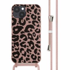 iMoshion Coque design en silicone avec cordon iPhone 14 - Animal Pink