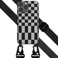 Selencia ﻿Coque design en silicone avec cordon amovible iPhone 13 Pro Max - Irregular Check Black