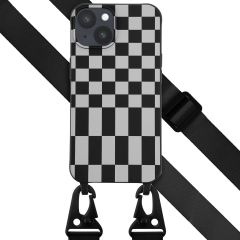 Selencia ﻿Coque design en silicone avec cordon amovible iPhone 14 - Irregular Check Black
