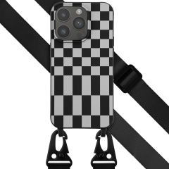 Selencia ﻿Coque design en silicone avec cordon amovible iPhone 14 Pro - Irregular Check Black