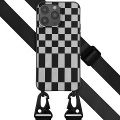 Selencia ﻿Coque design en silicone avec cordon amovible iPhone 14 Pro Max - Irregular Check Black