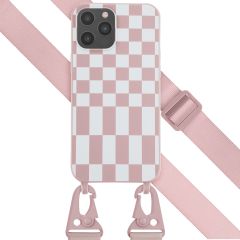 Selencia ﻿Coque design en silicone avec cordon amovible iPhone 12 Pro Max - Irregular Check Sand Pink
