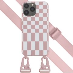 Selencia ﻿Coque design en silicone avec cordon amovible iPhone 13 Pro Max - Irregular Check Sand Pink