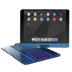 Accezz Accezz Étui de tablette Clavier QWERTY iPad 9 (2021) 10.2 pouces / iPad 8 (2020) 10.2 pouces / iPad 7 (2019) 10.2 pouces / Pro 10.5 (2017) - Bleu foncé