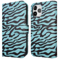 iMoshion ﻿Étui de téléphone portefeuille Design iPhone 12 (Pro) - Black Blue Stripes