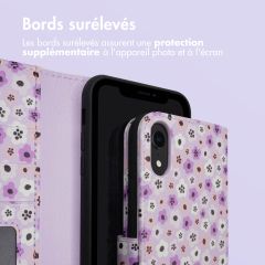 iMoshion ﻿Étui de téléphone portefeuille Design iPhone Xr - Purple Flowers