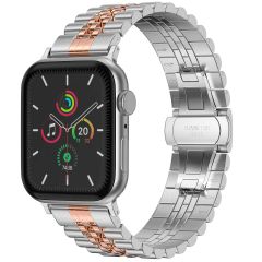 Selencia Bracelet Metallique Jubilee pour l'Apple Watch Series 1-9 / SE - 38/40/41 mm - Argent et Rose Dorée