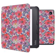 iMoshion Design Slim Hard Sleepcover avec support Kobo Libra 2 / Tolino Vision 6 - Flower Watercolor