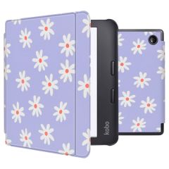 iMoshion Étui de liseuse portefeuille design Slim Hard Sleepcover avec support Kobo Libra 2 / Tolino Vision 6 - Flowers Distance