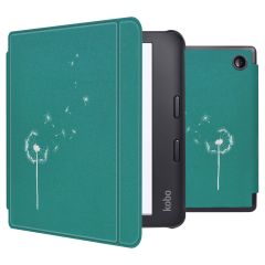 iMoshion Étui de liseuse portefeuille design Slim Hard Sleepcover avec support Kobo Libra 2 / Tolino Vision 6 - Green Dandelion