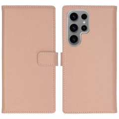 Selencia Étui de téléphone portefeuille en cuir véritable Samsung Galaxy S24 Ultra - Dusty Pink