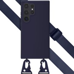 Selencia Coque silicone avec cordon amovible Samsung Galaxy S24 Ultra - Bleu foncé
