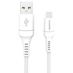 iMoshion ﻿Câble Lightning vers USB - Non MFi - Textile tressé - 0,5 mètre - Blanc