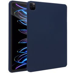 Accezz Coque Liquid Silicone avec porte-stylet iPad Pro 12.9 (2022) / Pro 12.9 (2021) / Pro 12.9 (2020) - Bleu foncé