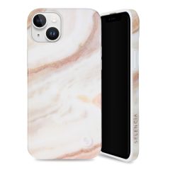 Selencia Aurora Coque Fashion iPhone 15 Plus - Coque durable - 100% recyclée - Marbre Blanc