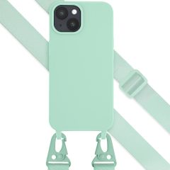 Selencia Coque silicone avec cordon amovible iPhone 15 - Turquoise