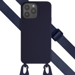 Selencia Coque silicone avec cordon amovible iPhone 15 Pro Max - Bleu foncé