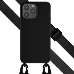 Selencia Coque silicone avec cordon amovible iPhone 15 Pro Max - Noir