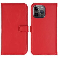 Selencia Étui de téléphone portefeuille en cuir véritable iPhone 15 Pro Max - Rouge