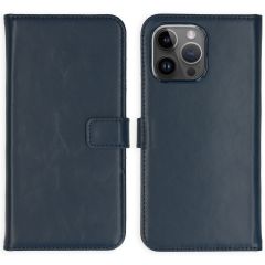 Selencia Étui de téléphone portefeuille en cuir véritable iPhone 15 Pro Max - Bleu