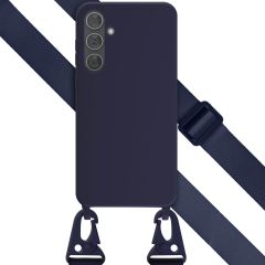 Selencia Coque silicone avec cordon amovible Samsung Galaxy A35 - Bleu foncé