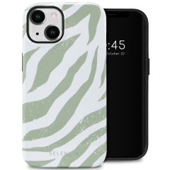 Selencia Coque arrière Vivid iPhone 14 - Colorful Zebra Sage Green