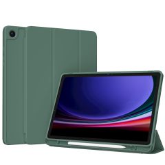 Accezz Étui de téléphone portefeuille Smart Silicone Samsung Galaxy Tab A9 Plus - Vert foncé