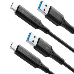 Spigen Câble USB tressé PowerArc - USB-A vers USB-C - 1 mètre - Noir - Duo-pack 