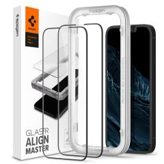 Spigen Protection d'écran en verre trempé AlignMaster Cover 2 Pack iPhone 13 / 13 Pro - Noir